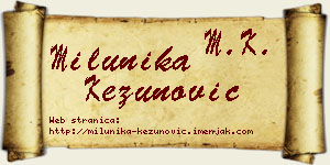 Milunika Kezunović vizit kartica